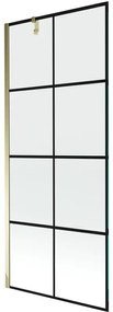Mexen Next, vaňová zástena 1-krídlová 80 x 150 cm, fixné krídlo, 6 mm číre sklo s čiernym vzorom, zlatý profil, 895-080-000-00-77-50