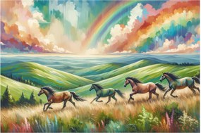 Obraz – Kone cválajúce krajinou (90x60 cm)