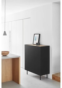 Čierna vysoká komoda v dekore duba 95x120 cm Arista – Teulat