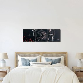 Abstraktný obraz - rozbité sklo (s hodinami) (90x30 cm)