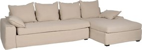 Krémová ľanová rohová pohovka (pravý roh/s leňoškou) – Ixia