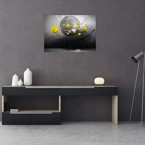 Obraz - žlté abstraktné gule (70x50 cm)