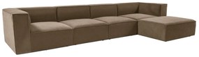 Rohová pohovka Sora s rámom zo 100% hrabového dreva 430 x 102 cm, pravá, hnedá