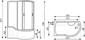 Novoterm Hydromasážny box NV-Fasia L 151x85 ľavý