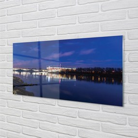 Obraz na akrylátovom skle Varšavský štadión river most v noci 125x50 cm