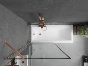 Mexen Next, 1-krídlová vaňová zástena 90 x 150 cm, 6mm číre sklo - čierny vzor, medená matná, 895-090-000-00-70-65