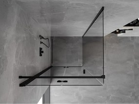 Mexen Mist-F T, 1-krídlový skladací sprchový kút ľavý 95 x 95 cm, číre sklo, čierny profil, 8A6T-095-095-70-00-L
