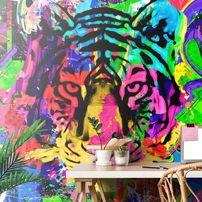 Samolepiaca tapeta farebná hlava tigra - 150x100