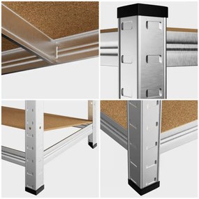 Monzana Regál s vysokou nosnosťou HEAVY, max. 700kg, 160x90x40cm, strieborná