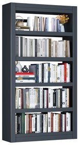 Kovová knižnica, 1750 × 800 × 300 mm, čierna