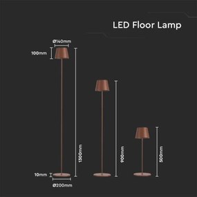 LED Stmievateľná nabíjacia stojacia lampa 3v1 LED/4W/5V 4400 mAh 3000K IP54 hnedá