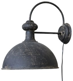 Čierna antik nástenná lampa s patinou Factory - 31*21*18 cm