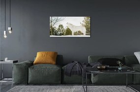 Sklenený obraz Vlk v zime lese 125x50 cm
