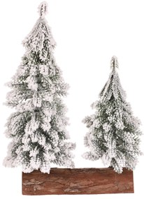 Vianočná dekorácia Stromčeky na kláte - duo, 26 cm, zasnežený