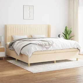 Boxspring posteľ s matracom krémová 200x200 cm látka 3128714