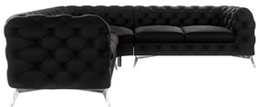 Čierna zamatová rohová pohovka Chelsea – Ropez