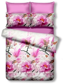 Obojstranná posteľná bielizeň z mikrovlákna DecoKing Oridea bielo-ružová