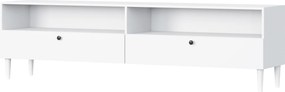 TV stolík s policou a skrinkami DULLUM 200x58cm, biely