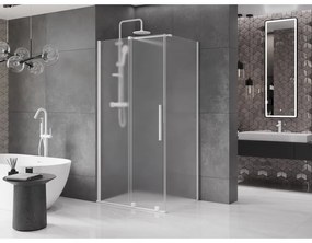 Mexen Velar, sprchový kút s posuvnými dverami 100 x 110 cm, 8mm sklo námraza, biela matná, 871-100-110-31-20
