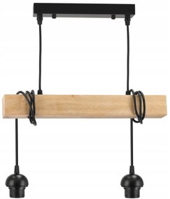 BERGE Závesné stropné svietidlo LED drevený trámový 2xE27 Luster Loft Lampshade Gold