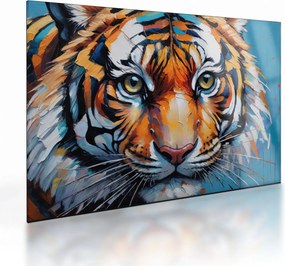 Sklenený obraz - Pohľad tigra, maľba (70x50 cm)