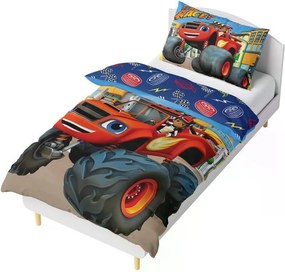 Carbotex Bavlnené obliečky 140x200 + 70x90 cm - Plamienok a štvorkolky "Pripravený na preteky"