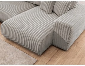 Svetlosivá menčestrová rohová pohovka (ľavý roh/do tvaru "U") Justin – Ropez