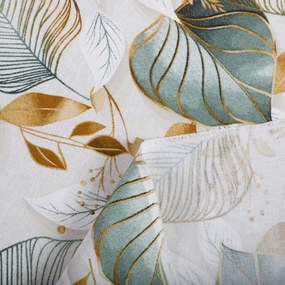 Biante Dekoračný záves Leona LN-174 Zelené listy na režnom 130x200 cm