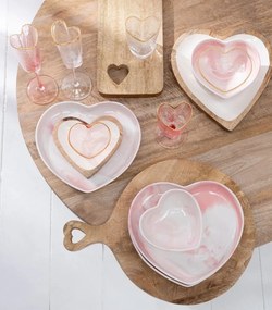 Krémovo-ružový porcelánový tanier v tvare srdca Heart - 23*21*3 cm