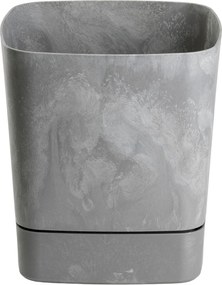 PLASTOVÝ KVETINÁČ CUBI 19X21 CM IMITÁCIA BETÓNU SIVÁ