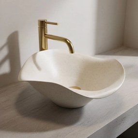 Rea ART, keramické umývadlo na dosku 390x390x160 mm, ručná výroba, model HM-35B, imitácia kemeňa-béžová, REA-U1959