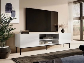 TV stolík\skrinka Koda 200 K, Farby: biely / biely lesk + čierny Mirjan24 5903211167973