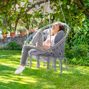 Detex Závesné kreslo BOHO s vankúšmi, Ø61cm, svetlo sivá
