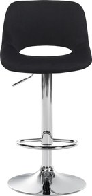 Barová stolička Camden - zamat, chróm rám - Čierna