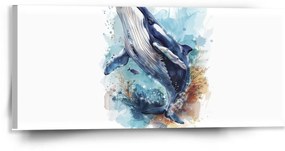 Sablio Obraz Akvarelová veľryba - 110x50 cm
