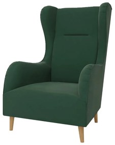Tmavozelené zamatové kreslo ušiak Carole – Ropez