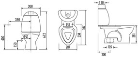 Sapho, KID detské WC kombi vr.nádržky, spodný odpad, biela, CK301.400