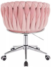 LuxuryForm DESIGN Stolička NORDEN VELUR na striebornej podstave s kolieskami - ružová