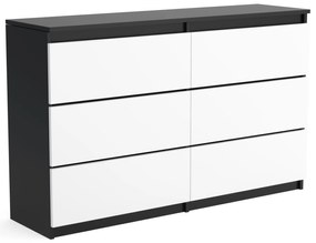 Veľká komoda 6 zásuviek ARIE šírka 120cm Čierna/biela