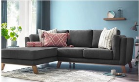 Tmavosivá trojmiestna pohovka s leňoškou Bobochic Paris Seattle, ľavý roh