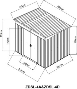 Záhradný domček BestBerg ZDSL-4D / 4,6 m² / 238 x 194 x 202 cm / dekor červené drevo / hnedá