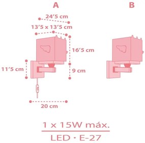 Dalber 64599 - Detské nástenné svietidlo LITTLE UNICORN 1xE27/15W/230V