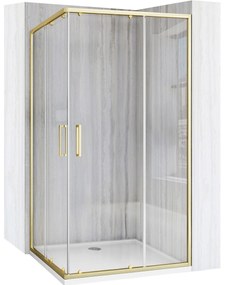 Rea City, sprchovací kút s posuvnými dverami 100(dvere) x 80(dvere) x 190 cm, zlatý matný profil + čierna sprchová vanička Savoy, KPL-K74502