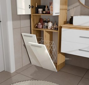 Koupelnová skříňka s 2 koši na prádlo NEL 2K DK bílý lesk/dub Artisan