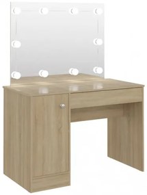 vidaXL Toaletný stolík s LED svetlami 110x55x145 cm MDF dubový-