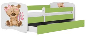 Detská posteľ Babydreams medvedík s kvietkami zelená