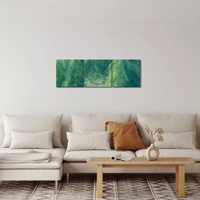 Obraz - Maľované ihličnany (s hodinami) (90x30 cm)