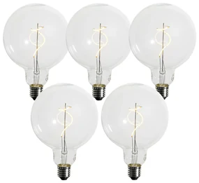 Sada 5 stmievateľných LED žiaroviek E27 so špirálovým vláknom G125 4W 270 lm 2700K