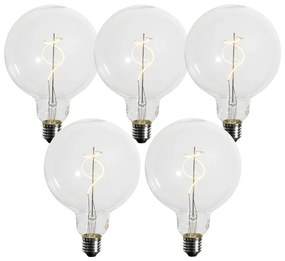 Sada 5 stmievateľných LED žiaroviek E27 so špirálovým vláknom G125 4W 270 lm 2700K
