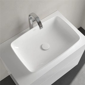 VILLEROY &amp; BOCH Artis obdĺžnikové umývadlo na dosku bez otvoru, bez prepadu, 580 x 380 mm, biela alpská, s povrchom CeramicPlus, 417258R1